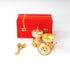 Handcrafted and Hand Embossed Premium Brass Bowl and Spoon Set with Miniature Table Trolley